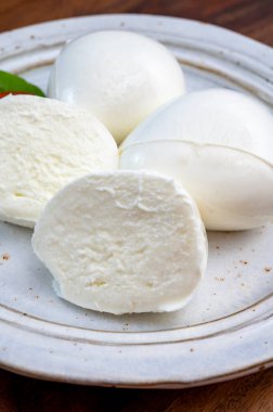 Taze İtalyan peyniri mozzarella di buffalo şok tabancası.