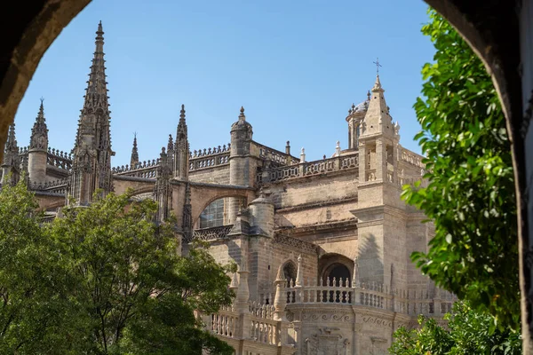 Staré Historické Andaluské Město Sevilla Španělsko Pohled Architektonické Detaily Gotického — Stock fotografie