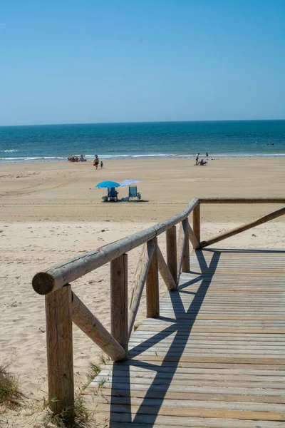 Złote Piaszczyste Plaże Pobliżu Sanlucar Barrameda Małe Andaluzyjskie Miasteczko Hiszpania — Zdjęcie stockowe