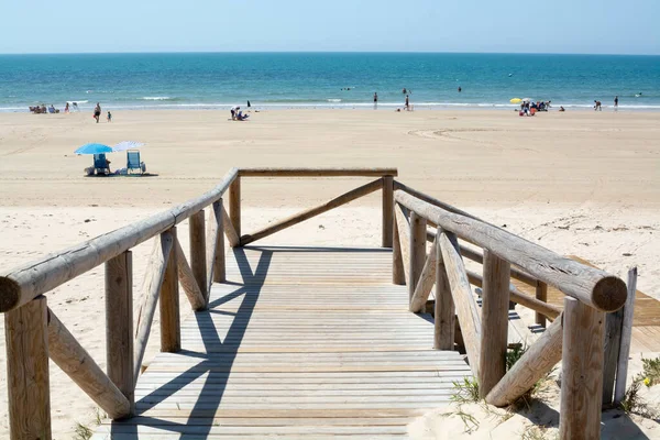 Golden Sandy Beaches Sanlucar Barrameda Small Andalusian Town Spain Summer — Stock Photo, Image