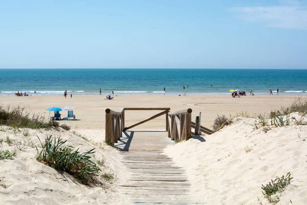 Praias Areia Dourada Perto Sanlucar Barrameda Pequena Cidade Andaluza Espanha — Fotografia de Stock