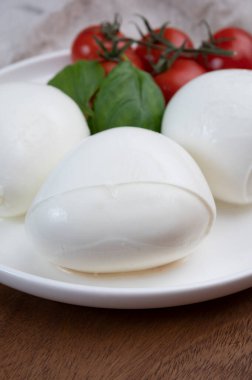 Taze İtalyan peyniri mozzarella di buffalo şok tabancası.