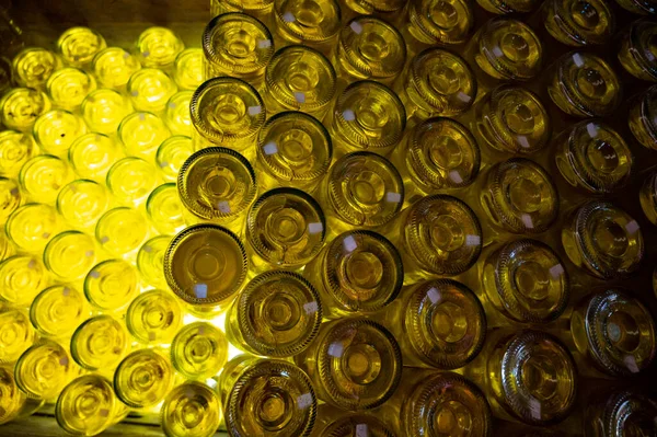 Sparkling White Rose Wine Production Traditional Method Underground Cellars Vienna — Stock Photo, Image