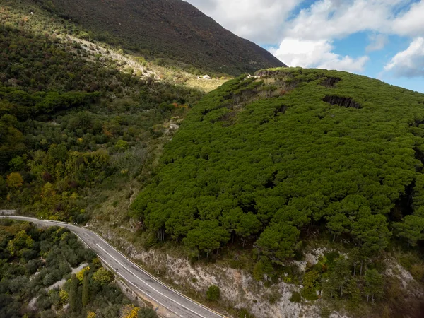 Vista Aérea Del Verde Parque Nacional Monti Aurunci Con Plantaciones —  Fotos de Stock