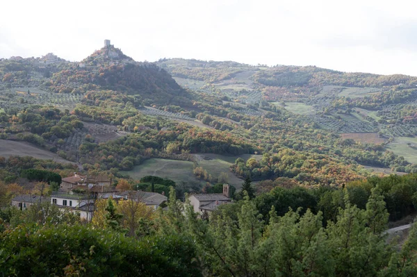 Escursioni Sulle Colline Vicino Bagno Vignoni Vista Rocco Toscana Paesaggio — Foto Stock