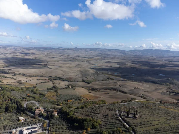 Flygfoto Kullar Nära Castiglione Toscana Italien Toscana Landskap Med Cypresser — Stockfoto