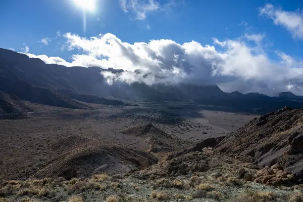 Tenerife Teide Nemzeti Park Megtekintése Kilátás Vulkanikus Tájakra Kanári Szigetek — Stock Fotó