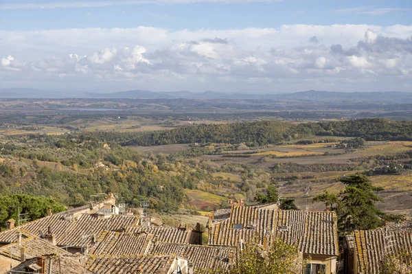 Vista Los Antiguos Tejados Colinas Viñedos Del Casco Antiguo Montepulciano — Foto de Stock