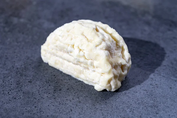 Formaggio Capra Crottin Cremoso Dalla Francia Collezione Formaggi Molli Francesi — Foto Stock