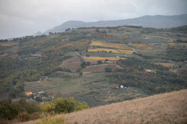 Utsikt Över Bergen Rocco Toscana Italien Toscana Landskap Med Cypresser — Stockfoto