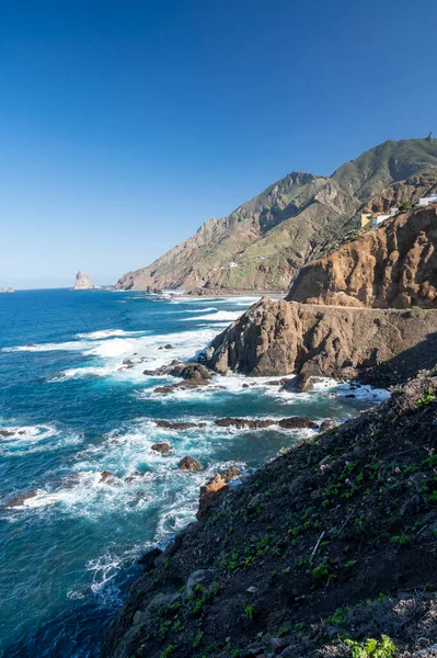 Vista Panorámica Playa Del Roque Las Bodegas Océano Atlántico Azul — Foto de Stock