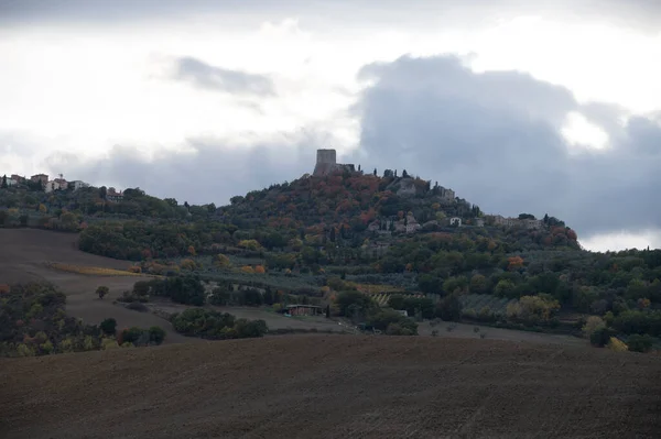 Vista Sulle Colline Della Toscana Italia Paesaggio Toscano Con Cipressi — Foto Stock