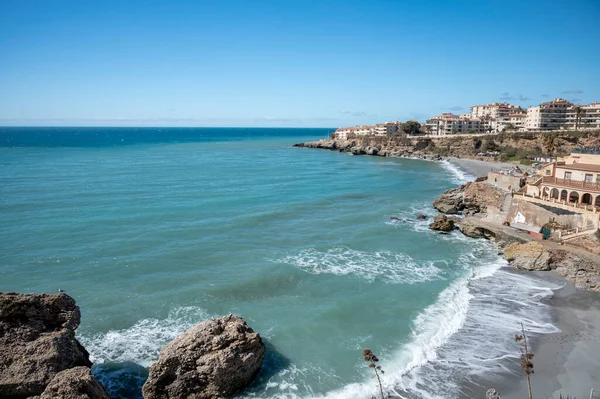 Travel Destination View Blue Sea Mountains Balcon Europa Small Andalusian — Stock Photo, Image