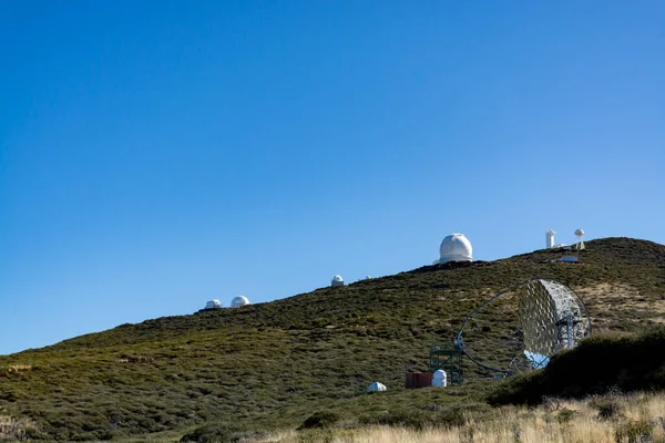 Vista Sobre Observatório Espacial Internacional Telescópios Ilha Palma Localizado Mais — Fotografia de Stock