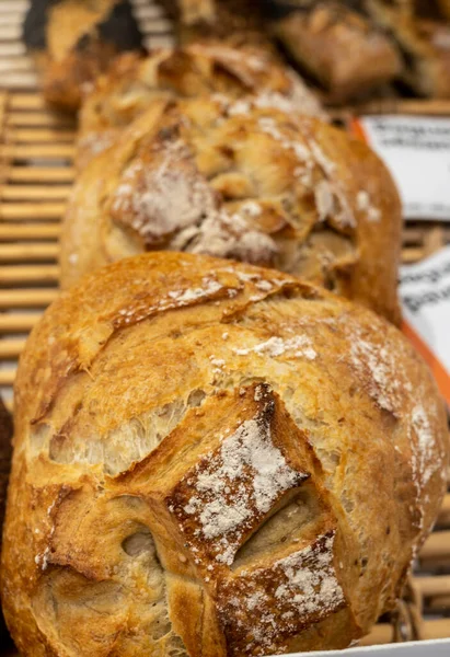 Pan Masa Agria Hecho Con Levadura Natural Horneado Estufa Leña —  Fotos de Stock