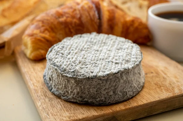 French Goat Cheese Selles Sur Cher Fresh Croissants Close — Stockfoto