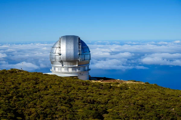 Vista Sobre Observatório Espacial Internacional Telescópios Ilha Palma Localizado Mais — Fotografia de Stock