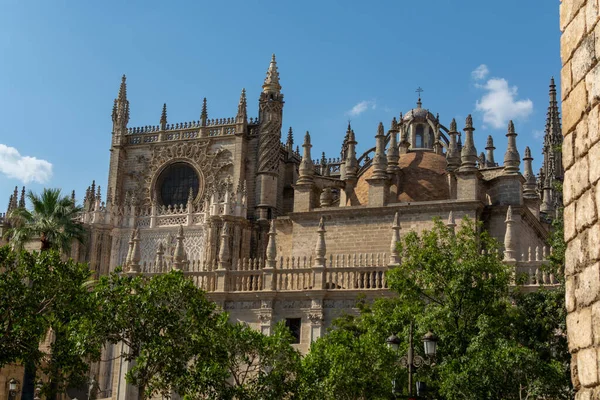 Eski Tarihi Endülüs Kasabası Seville Spanya Yazın Gotik Katedral Kilisesi — Stok fotoğraf