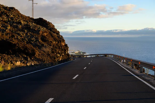 Driving Palma Island Highest Mountain Roque Los Muchachos Cumbre Vieja — Stock Photo, Image