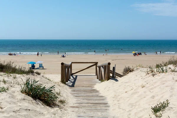 Złote Piaszczyste Plaże Pobliżu Sanlucar Barrameda Małe Andaluzyjskie Miasteczko Hiszpania — Zdjęcie stockowe