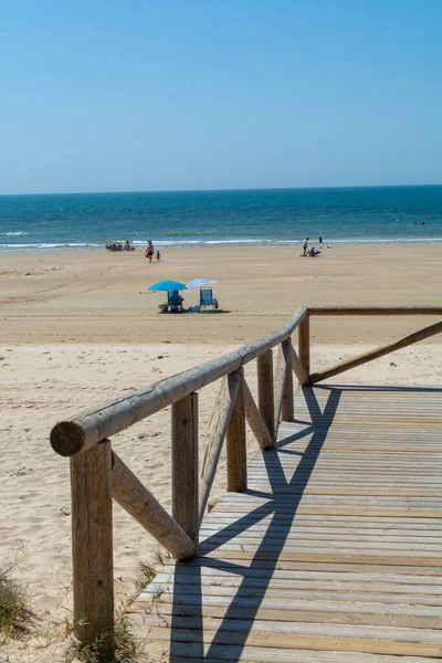 Zlaté Písečné Pláže Blízkosti Sanlucar Barrameda Malé Město Andalusie Španělsko — Stock fotografie
