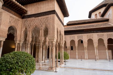 Old walls and buidings of medieval fortress Alhambra, Granada, Andalusia, Spain