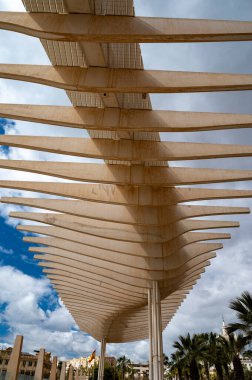 Malaga, Endülüs, İspanya 'nın eski merkez kesiminde şehir manzarası