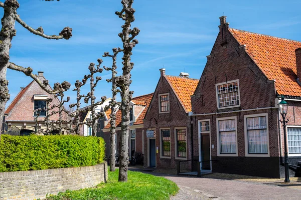 Walking Historical Dutch Fisherman Village North Holland Enkhuizen Netherlands Spring — Stock Photo, Image