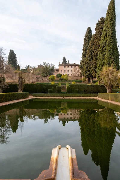 Old Walls Gardens Buidings Medieval Fortress Alhambra Granada Andalusia Spain — Stockfoto