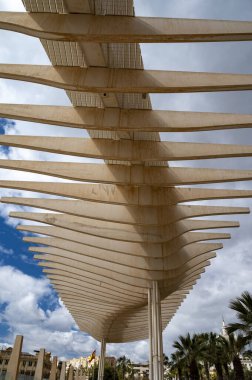 Malaga, Endülüs, İspanya 'nın eski merkez kesiminde şehir manzarası