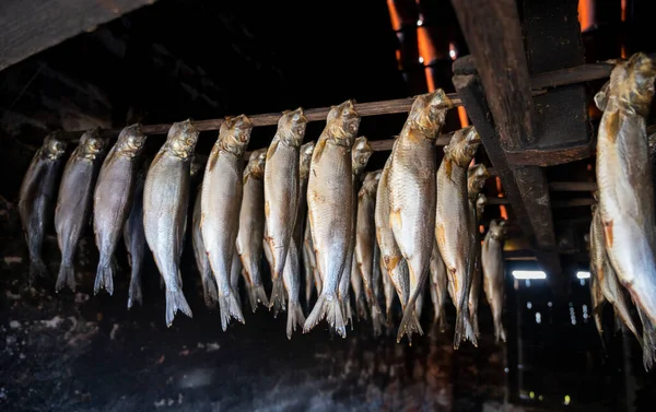 Old Dark Traditional Dutch Smokehouse Fisherman Village Horth Holland Rows — стокове фото