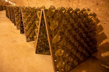 Avusturya, Viyana 'daki yeraltı mahzenlerinde geleneksel yöntemle köpüren beyaz ve gül şarabı üretimi