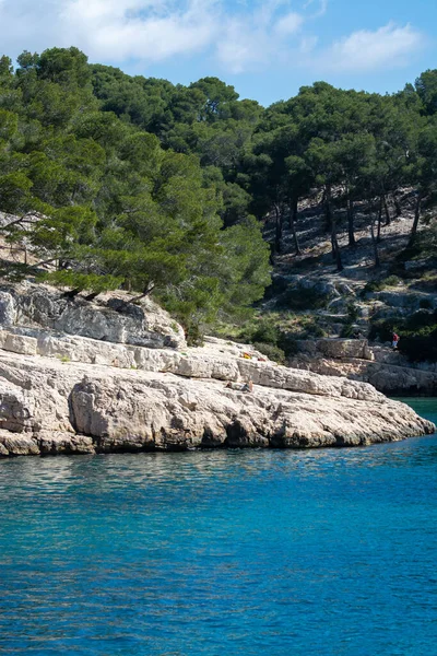 Vista Calanque Port Pin Cerca Cassis Excursión Barco Parque Nacional — Foto de Stock