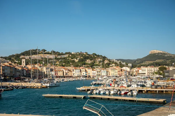 Sunny day in april in South of France, view on old fisherman\'s port with boats and colorful buildings in Cassis, Provence, France