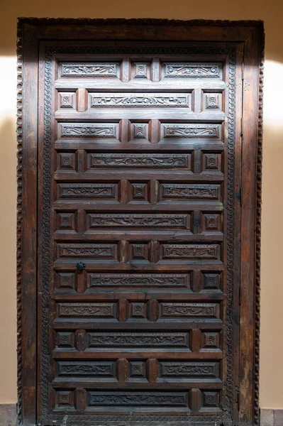 Example Medieval Geometrical Ornaments Old Wooden Doors Granada Andalusia Spain — Stock fotografie