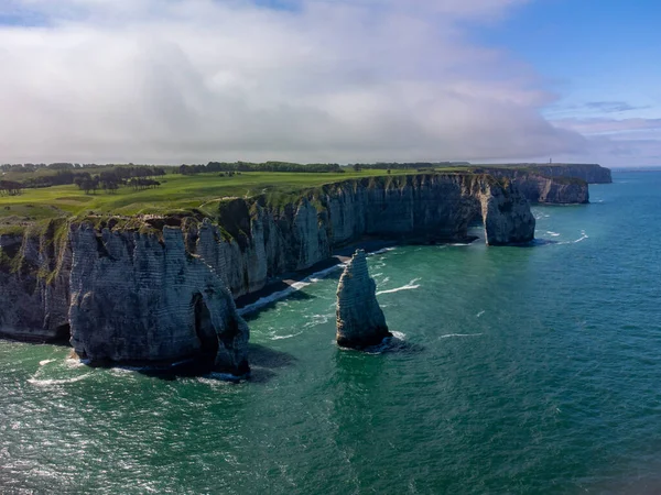 Vista Panorámica Aérea Sobre Acantilados Tiza Océano Atlántico Arco Porte —  Fotos de Stock