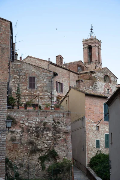 Vista Sobre Casas Muros Del Casco Antiguo Montepulciano Otoño Toscana —  Fotos de Stock