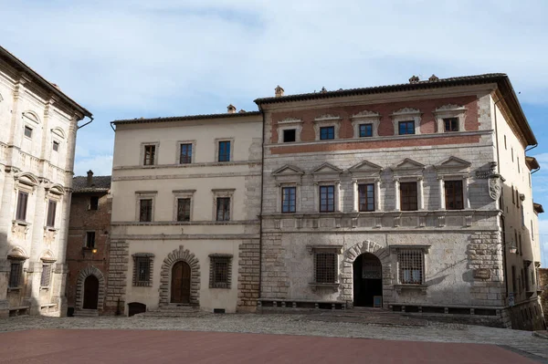 Vista Sobre Calles Piedra Casas Antigua Ciudad Montepulciano Toscana Italia —  Fotos de Stock