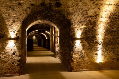 Avusturya, Viyana 'daki yeraltı mahzenlerinde geleneksel yöntemle köpüklü beyaz ve gül şarabı üretimi