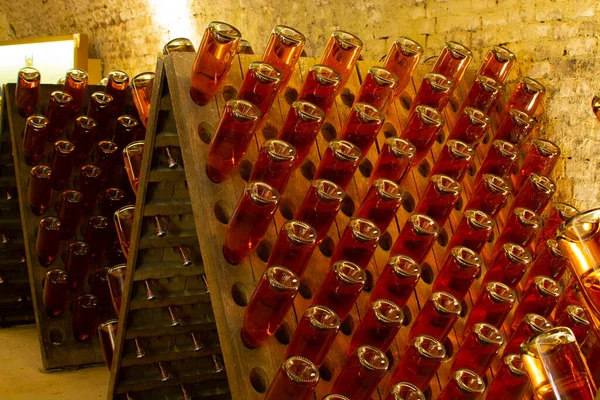 Sparkling Dry Rose Wine Production Traditional Method Underground Cellars Vienna — Stock Photo, Image