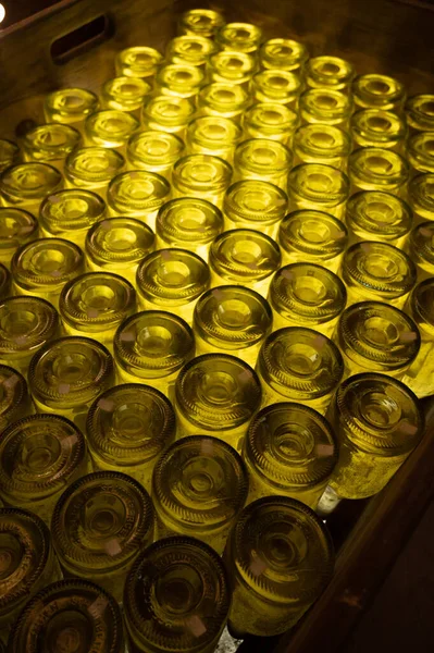 Sparkling White Rose Wine Production Traditional Method Underground Cellars Vienna — Stock Photo, Image