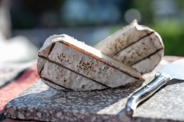 Fransız kalp şeklinde neufchatel inek peyniri, Neufchtel en Bray, Normandiya, Fransa