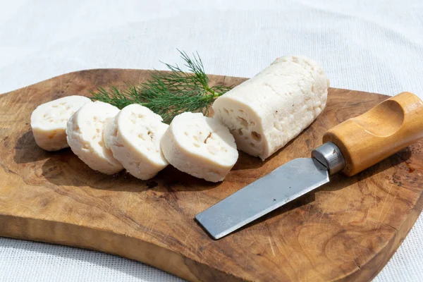 Artisan Homemade Organic White Hard Goat Cheese Small Goat Farm — Stok fotoğraf