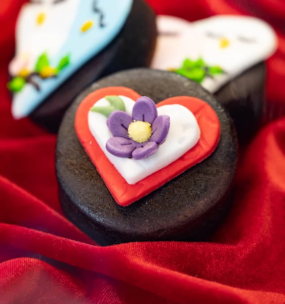 Food Styling Bakery Wedding Happy Valentine Colorful Cakes Candies Decorated — Stock Photo, Image