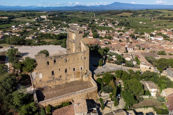 Aerial View Medieval Buildings Vineyards Sunny Day Vacation Destination Famous — Φωτογραφία Αρχείου