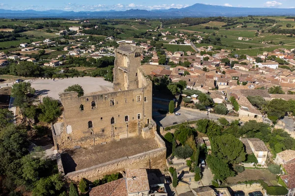 Aerial View Medieval Buildings Vineyards Sunny Day Vacation Destination Famous — Stockfoto