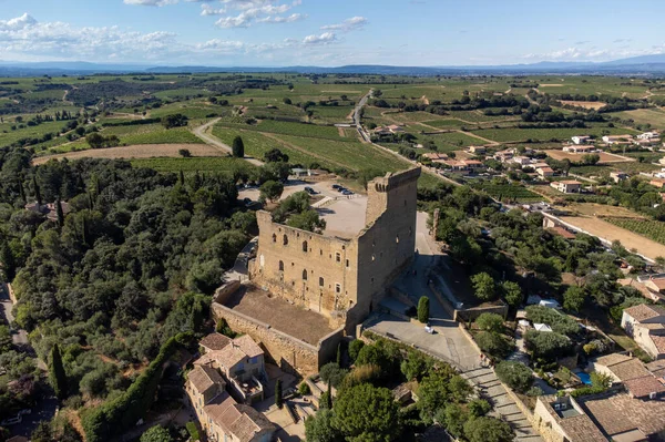 Aerial View Medieval Buildings Vineyards Sunny Day Vacation Destination Famous — Photo