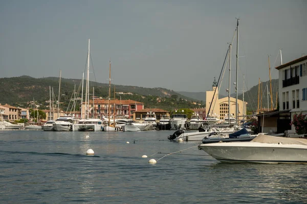 Colorful houses in Port Grimaud, village on Mediterranean sea with yacht harbour, Provence, summer vacation in France