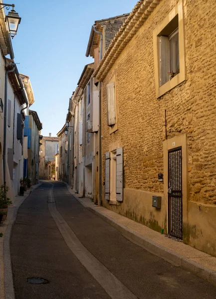 VIew on medieval buildings in sunny day, vacation destination, famous wine making village Chateauneuf-du-pape in Provence, France