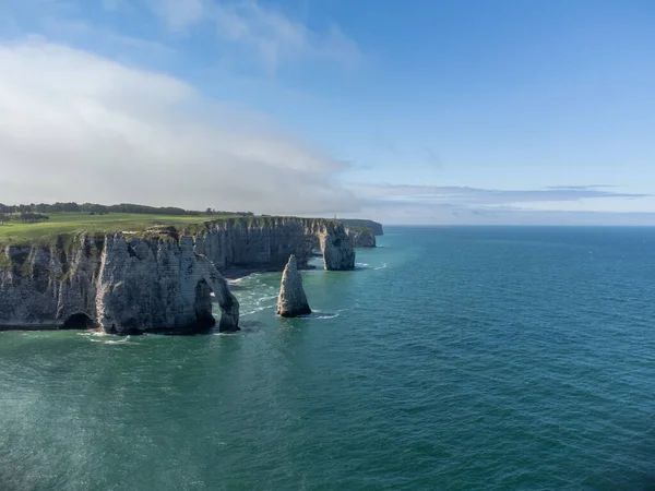 Aerial Panoramautsikt Över Krita Klippor Atlanten Och Porte Aval Valv — Stockfoto